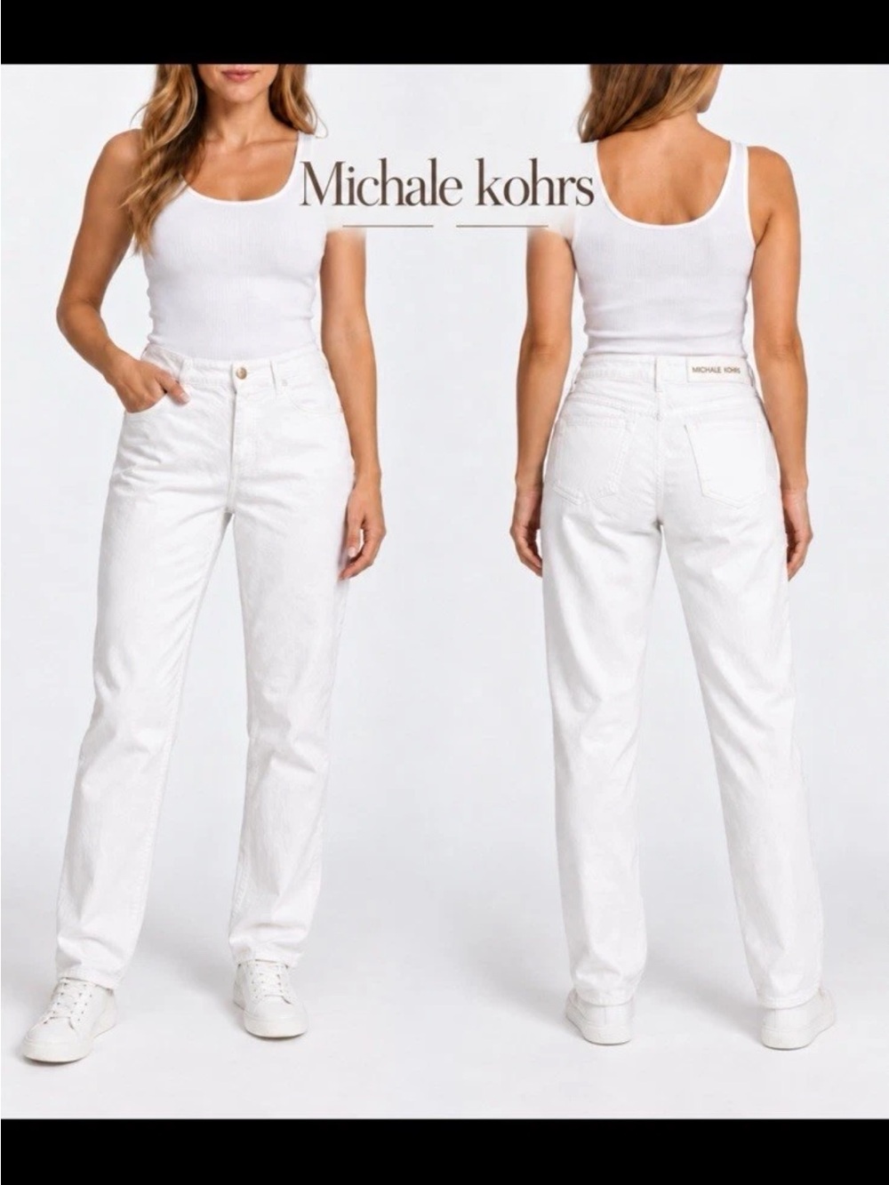 Michael Kors White Straight-Leg High-Rise Jeans